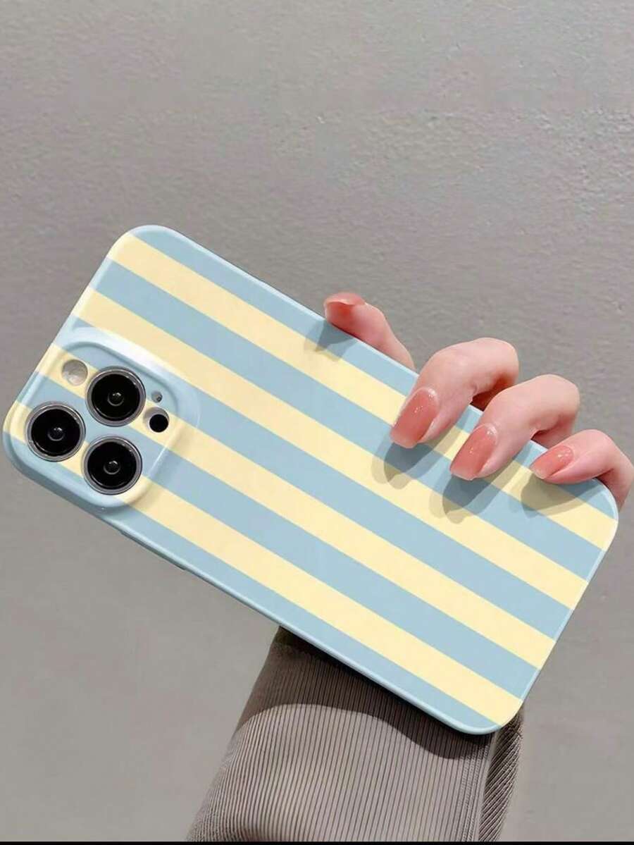 1 buah Casing Ponsel Keras Berlubang Bermotif Garis-garis Gaya Feminin Sederhana, Pelindung Penuh, Kompatibel dengan iPhone 11/12/13/14/15/16 Pro Max - MultiWarna - View 1