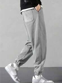 Fleece Fabric Oversize Men's Sweatpants Oversize Sweatpants - Grey - View 2