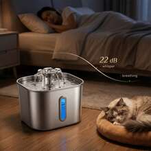 2.2L/74.39oz Cat Water Fountain (Replacement Filter Cartridge Available Separately), Stainless Steel Material, USB Powered, Ultra-Quiet Operation, With Water Level Window, Central Outlet Design, Easy To Clean, Suitable For Small Pets, Battery Not Included - 2.2L - View 7