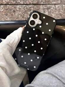 極簡波點薄荷綠軟手機殼，適用於 iPhone 17 16 15 14 13 Pro Max，夏季風格防震輕量手機殼，粉色手機殼 - 黑色 - 查看 3