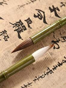 1PC Bamboo Joint Wolf & Goat Hair Calligraphy Brush, Professional Grade For Beginners, Qingyan & Qiushi Mixed Wolf & Goat Hair Brush For Regular Script, Running Script, Official Script, Student Chinese Painting Brush - Default - View 8