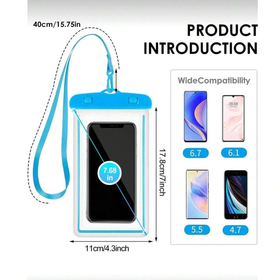 Transparent Waterproof Phone Pouch, Halter, Touchscreen Waterproof Bag, Floating Waterproof Bag, Underwater Touchscreen, High-Definition Photography, Strong Sealed Waterproof Bag, Swimming Underwater Photography Phone Case, Hot Spring Rafting Photography Device, Diving Waterproof Phone Bag, Beach Water Play Phone Waterproof Accessory, Portable And Convenient, Swimming, Diving, Snorkeling, Rafting, Beach, Pool, Summer Vacation, Island Trip, Kayaking, Water Park, Outdoor Sports, Rainy Day - Multicolor - View 1