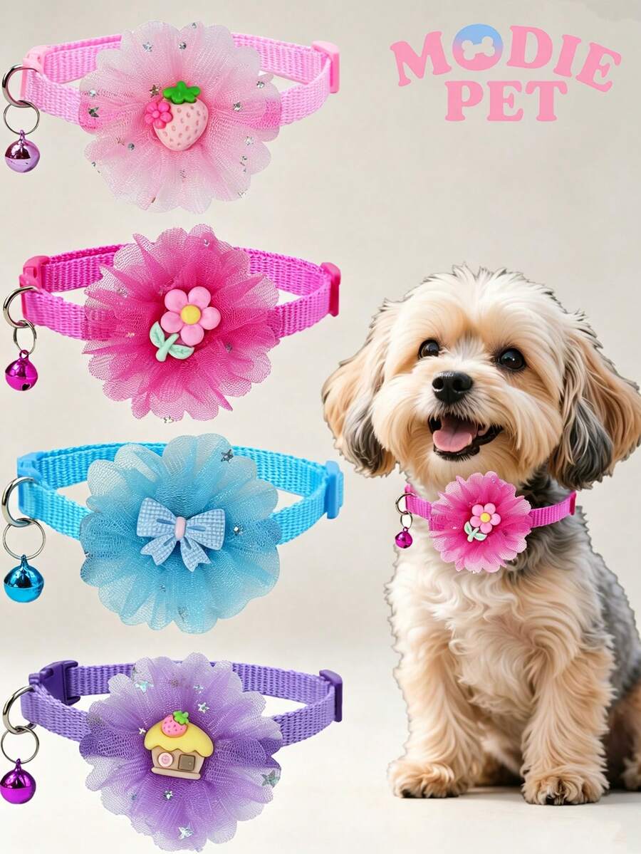 4pcs Adorable Decoration Pet Cat Dog Collar Bell, Help Pet Owners Dress Up Pets, An Ideal Gift For Pets - Multicolor - View 1
