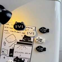 4/8pcs Cat And Fish Fridge Magnet Set, Cute Decorative Magnetic Stickers, Cartoon Fridge Magnets Suitable For Office Whiteboard, Storage Cabinet, Dishwasher, Kitchen Decor, Home Decor, Holiday Gift, Birthday Gift - Multicolor - View 2