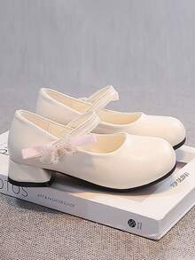 Girls' High Heel Pumps Princess Shoes Spring/Autumn 2026 New Style PU Leather Bowknot Shoes - Beige - View 2