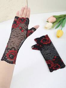 Zhenyanyouyun 1 Pair Women Lace Half Finger Gloves, Short Fingerless Sun Protection Gloves For Driving, Summer Lightweight Style Summer - Various - View 18