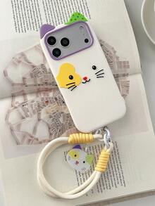 Lolla 1 buah Casing Ponsel Silikon Anti Jatuh Motif Kucing Lucu, Kompatibel dengan iPhone 16/16 Pro/16 Pro Max/17/17 Pro/17 Pro Max - Putih - View 1
