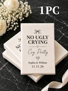 Customized Wedding Guest Napkin Gift, Elegant Ivory Satin Pocket Napkin With Groom And Bride Names And Wedding Date, Humorous "Don't Cry Ugly" Quote Wedding Tear Napkin, Suitable For Reception Table Decor And Bridesmaid Gifts - Multicolor - View 8