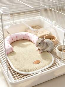 Small Pet Cooling Mat, Breathable Bamboo Fiber Mat, Neck Hollow Sleep Pad, Hamster Sleeping Bed Nest Mat, Pet Bed Mat - Multicolor - View 4