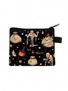 Túi đựng phụ kiện hút thuốc phong cách Halloween sáng tạo, ví đựng xu nhỏ cầm tay, túi đựng phụ kiện in họa tiết Halloween, quà tặng lễ hội Halloween! - Kiểu khóa kéo - Xem 10