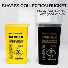 1/3pcs Black & Yellow Blade Collection Box, Razor Blade Removal Box, Tattoo Needle Disposal Box, Convenient And Easy To Use, Suitable For General Public And Tattoo Artists. Bedroom Decor, Suitable For...Tattoo Needle Removal Container, Product May Be Affected By Built-In Lid During Transportation. - Multicolor - View 3
