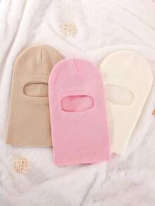 YIYIQCSJ 1pc Children 1-8Y Plain Knitted Double Pompom Warm Soft Winter Protective Cute Casual Pullover Hat, Suitable For Outdoor And Everyday Use - Multicolor - View 2
