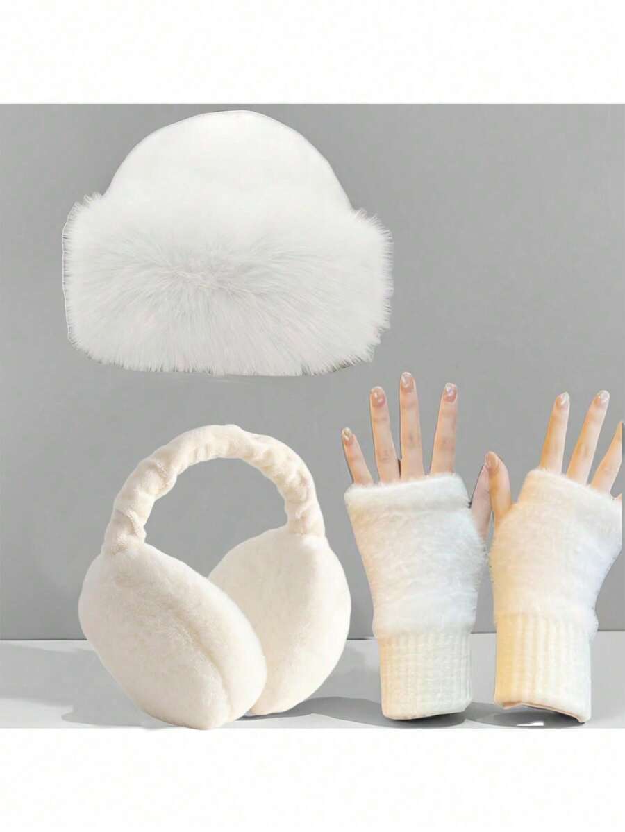 1/3 piezas Conjunto de accesorios de invierno cálido adecuado para mujeres. Incluye guantes, bufandas y gorros. Es perfecto para clima frío y actividades al aire libre. - A - Ver 1