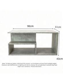 1 Pieza Mesa de Café con Diseño de Escalones, Espacio de Almacenamiento Abierto Multicapa Irregular con Superficie de Grano de Piedra Gris Mate, Mesa de Café, Escritorio, Mesa de Reunión, Mesa Lateral, Mesa de Té, Mesa de Extremo, Mesa de Almacenamiento, Mesa Organizadora, Mesita de Noche - mesa de centro - Ver 5