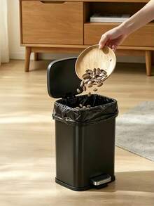1pc 5L Silver/Black Stainless Steel Trash Can With Foot Pedal, Anti-Fingerprint Garbage Bin With Soft-Close Lid, Space-Saving For Small Spaces, Random Color And Style - Multiple Styles - View 10