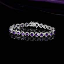 MDFUN 18K White Gold Sparkling Halo Amethyst Chain Bracelet, Exaggerated Style Jewelry For Wedding And Party - White-purple - View 3