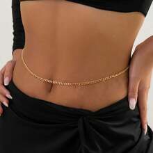 Cinturón de cadena de cintura de doble capa de oro para mujeres, cadena de Body de vientre ajustable de hueso de serpiente & cuentas, decoración de bikini de playa de verano, joyería de cintura - Oro amarillo 6 - Ver 2