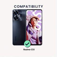 Casing Ponsel untuk C55 4G, dengan Perlindungan Kamera, Tipis, Tahan Guncangan, Fleksibel, Hitam Matte, Lembut, Silikon Pelindung - Hitam - View 3