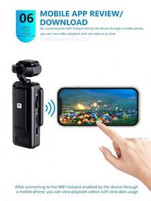 DV01 Single-Axis Gimbal Action Camera, 1080P Pocket Video Recorder With LED Fill Light, WiFi Connectivity, Wearable Clip-On Action Camera - View 7