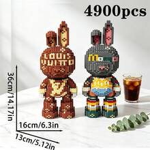 4900pcs DIY Micro Building Blocks Rabbit Kit, Large‑Size 3D Bricks Figure, Stress‑Relief Assembly Toy, Colorful Rabbit Model, Desktop & Home Room Decor, Ideal Birthday Holiday Back‑To‑School Gift For Teens & Adults - Multicolor - View 7