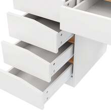 Desk 140x50 Cm With 5 Drawers, White/Oak Effect, Modern Computer Desk With Extra-Large Work Surface, Dressing Table With Storage, Desk For Remote Work, Bedroom And Office - A - View 9