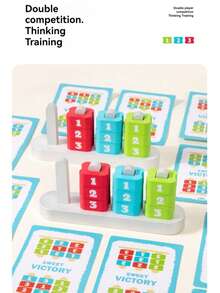 Colorful Number Stacking Block Card Challenge Game, Montessori Early Education Focus Training, 2-Player PK, Educational Wooden Toy - Multicolor - View 11