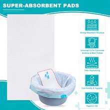90 Count Absorbent Commode Pads For Bedside Commode Bucket Commode Liners Pads With Absorbent Gel, Potty Liner Pads For Adults Portable Toilet Bags Bedpans - 9.55in90 - View 4