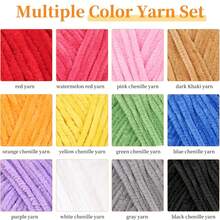 EDCUEBE7 4 Rolls/200g Polyester Chenille Yarn, Soft And Thick, 4mm Velvet Texture Yarn, Suitable For Crochet And Knitting, Multi-Purpose Craft Mixed Color Yarn, 200g/7.05oz Per Roll, Total Length 240m/787.4ft - (Random Packaging) - Medium-thick Ice-stripe Yarn - View 4