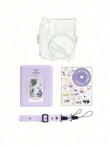 Set Aksesoris untuk Kamera Instan Fujifilm Mini 12, Kotak Pelindung Keras Kristal Bening, Tali Bahu Motif Bunga Daisy, Album Foto Portabel 3 Inci, Stiker Kelinci Lucu DIY, Kit Aksesoris Kamera, Kamera Tidak Termasuk - View 7