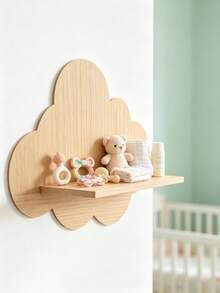1/2/3pcs Natural Wood Cloud Floating Wall Shelf, No-Drill Cute Cloud ...