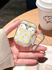 1pc Lemon Painted Transparent Wireless Bluetooth Earphone Case With Accessory Button, Compatible With AirPods 1/2/3/Pro/Pro 2/Pro 3/ 3/ 4/ Pro 3 2025 Soft Shell - Multicolor - View 5