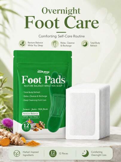 12 piezas de parches para el cuidado de los pies, limpieza suave & hidratación de la piel de los pies, cómodos & ligeros