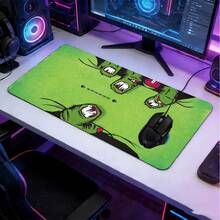 1pc Extra Large Bright Green Monster Fang Cartoon Pattern Mouse Pad, Soft Fabric Keyboard Mat With Anti-Slip Rubber Bottom And Stitched Edges. American Retro Comic Monster Illustration Aesthetic, Suitable For Gaming, Home Office And Study Scenarios. - View 10