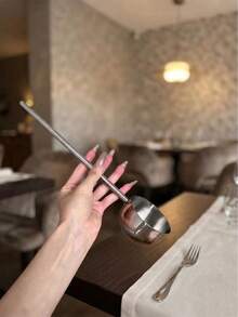 1pc/2pcs Long Handle 304 Stainless Steel Oil Spoon, Soup Ladle, Oil Pouring Spoon, Eagle Beak Spoon For Oil Drizzling And Soup Scooping - Silver - View 5