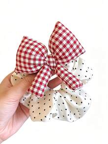1pc Padded Bow Polka Dot Scrunchie Hair Tie Hair Accessory Hair Band Hair Rope Hair Accessory 1 - Multicolor - View 5