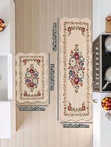 DAJIANG 1pc Red Rose Wavy Scalloped Edge Long Runner Rug, Suitable For Bathroom, Kitchen, Outdoor, Hallway, Bedroom, Living Room, Machine Washable Easy To Clean Non-Slip Entry Mat, Bedroom Decor Carpet Accessory - Multicolor - View 15