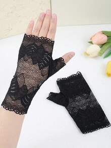 Zhenyanyouyun 1 Pair Women Lace Half Finger Gloves, Short Fingerless Sun Protection Gloves For Driving, Summer Lightweight Style Summer - Various - View 20