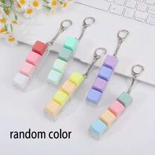 1pc 4-Key Keyboard Keychain Stress Relief Toy, Finger Keyboard Toy, Multiple Colors Available, Stress Relief, Neutral Style Keycap Keychain Pendant - Multicolor - View 12