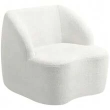 Modern Armchair With Fleece Padding, Cozy Upholstered Chair For Living Room, Bedroom - 白色 - 查看 4