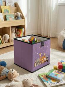 1pc Cartoon Animal Print Open Storage Box, Baby Diaper & Toy Organizer Basket, Foldable, Baby Room Storage Box, Stackable Storage Box, Drawer-Style Durable Multi-Functional, Space-Saving Design Suitable For Home, Dorm, Home Organization, Under-Bed Storage - Multicolor - View 3