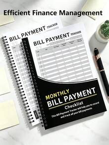 3/1 Spiral Bound Bill Payment Tracker Notebook, Monthly Budget Planner With Expense Payment Records & Savings Overview, Durable Paper English Version Financial Management Book, Suitable For Students, Office Workers, Home Budget Management - Multi-style 2 - View 1
