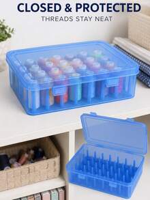 42-Slot Transparent Plastic Sewing Thread Storage Box, Multi-Functional Storage Box, Suitable For Small And Medium Thread Spools, Ideal For Craft Room And Travel, Thread Spool Organizer, Storage And Organization, Sewing Rack, Large Capacity Portable - Multicolor - View 7