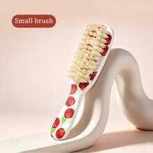 Women's Home Use Detangling Hair Brush, Fresh Fruit Print, Single Independent Package, Round Ball Cushioned Bristles, Smooth Combing For Straight And Curly Hair, Frizz-Smoothing, Portable Hair Care Tool - Red and White - View 7