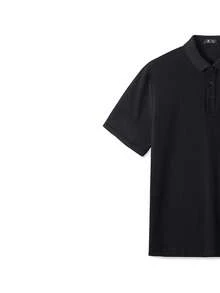 CAMEL CROWN Áo polo nam Sorona làm mát và kháng khuẩn, thoáng khí, cổ bẻ, phong cách công sở thường ngày, tay ngắn cho mùa xuân và mùa hè - Bóng đen ma quái - Xem 5