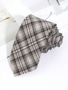 1 pieza Corbata de estilo preppy a rayas para hombre, adecuada para uso diario - Caqui - Ver 6