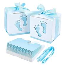 50pcs Gender Reveal Party Favor Boxes, Baby Shower, Car Design Candy Boxes With Pink And Blue Ribbon Bows, Suitable For Wedding Decor, 1st Birthday Party, Celebration And Other Occasions - Multicolor - View 3
