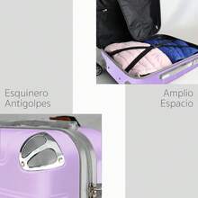 Maleta Rígida de Viaje Equipaje de Cabina con Candado de Seguriad, 4 Ruedas Giratorias Desmontables, Esquineros Antigolpes, Maleta Carry On Amplio Espacio - Púrpura malva - Ver 2