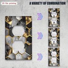 1pc [2D Flat Printing] Black Golden Honeycomb Marble Hexagon Decorative Switch Cover, Wall Plate And Kitchen, Fun Home Accessory - Single Toggle 11cm*7.5cm - View 8