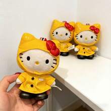 Sanrio Cute Yellow Raincoat Hello Kitty Plush Pendant, Glossy PU Waterproof Cartoon Plush Doll Bag Charm, Fashion Backpack Decoration Accessory, Sweet Gift For Girls - Yellow - View 3