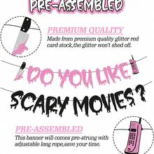 Halloween Horror Movie Banner "Do You Like Horror Movies", Thriller Scream Theme Party Bunting, Halloween Night Birthday Party Hanging Decor, Haunted House Wall & Door Decor, Spooky Party Decoration - BOO Banner - View 7